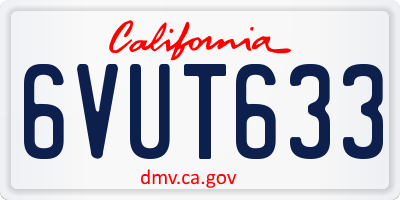 CA license plate 6VUT633