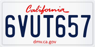 CA license plate 6VUT657