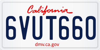 CA license plate 6VUT660
