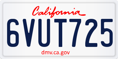 CA license plate 6VUT725