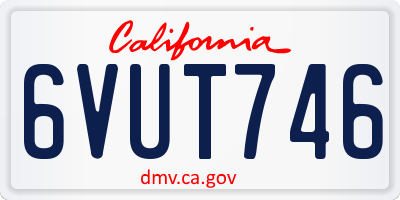 CA license plate 6VUT746