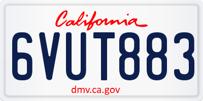 CA license plate 6VUT883