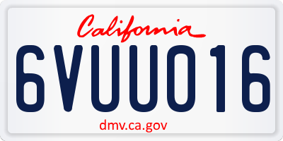 CA license plate 6VUU016