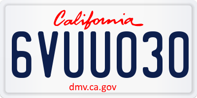 CA license plate 6VUU030
