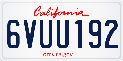 CA license plate 6VUU192