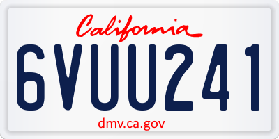 CA license plate 6VUU241