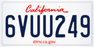 CA license plate 6VUU249
