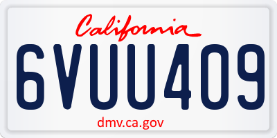 CA license plate 6VUU409