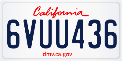 CA license plate 6VUU436