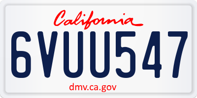 CA license plate 6VUU547