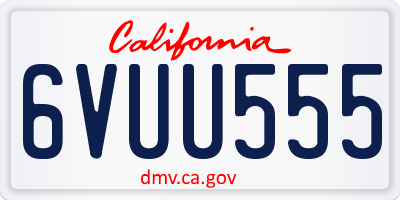 CA license plate 6VUU555