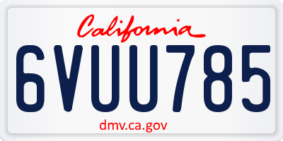 CA license plate 6VUU785