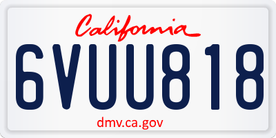 CA license plate 6VUU818