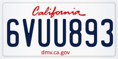 CA license plate 6VUU893