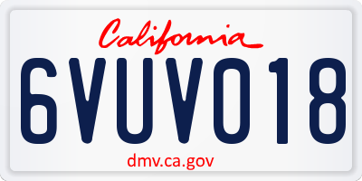 CA license plate 6VUV018
