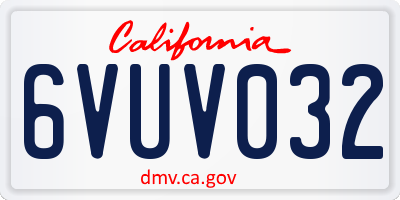 CA license plate 6VUV032