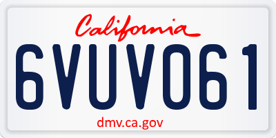CA license plate 6VUV061