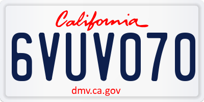 CA license plate 6VUV070