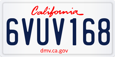 CA license plate 6VUV168