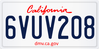CA license plate 6VUV208