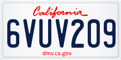 CA license plate 6VUV209
