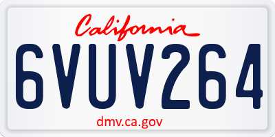CA license plate 6VUV264