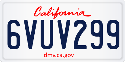 CA license plate 6VUV299