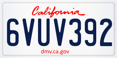 CA license plate 6VUV392