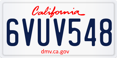 CA license plate 6VUV548