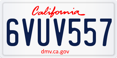 CA license plate 6VUV557