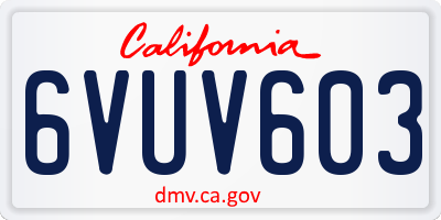 CA license plate 6VUV603