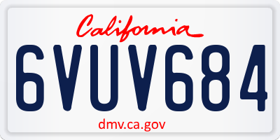 CA license plate 6VUV684