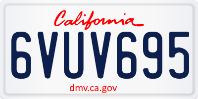 CA license plate 6VUV695