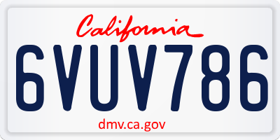 CA license plate 6VUV786