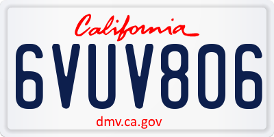 CA license plate 6VUV806