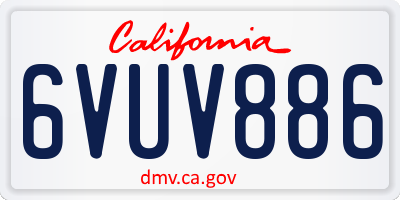 CA license plate 6VUV886