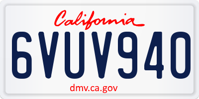 CA license plate 6VUV940