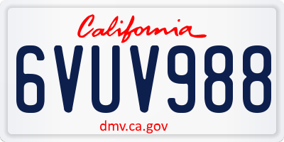 CA license plate 6VUV988