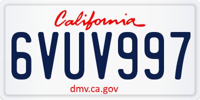 CA license plate 6VUV997