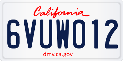 CA license plate 6VUW012
