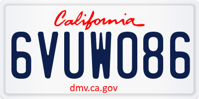 CA license plate 6VUW086