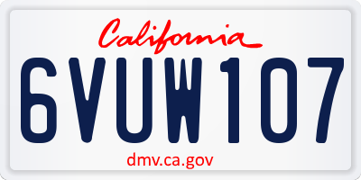 CA license plate 6VUW107