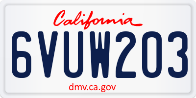 CA license plate 6VUW203