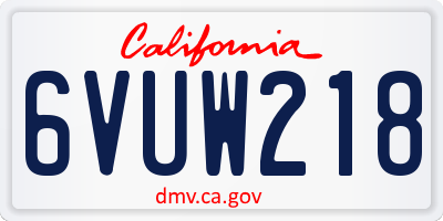 CA license plate 6VUW218