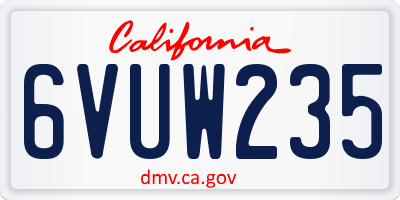 CA license plate 6VUW235