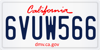 CA license plate 6VUW566
