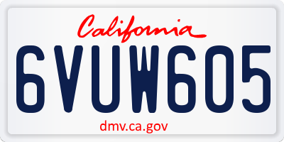 CA license plate 6VUW605