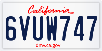 CA license plate 6VUW747