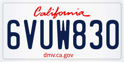 CA license plate 6VUW830