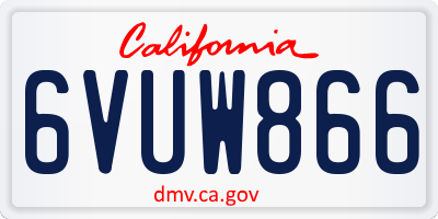 CA license plate 6VUW866